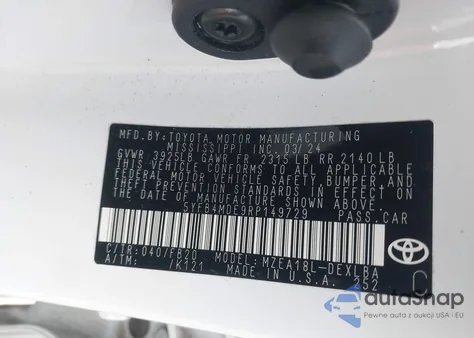 2024 Toyota Corolla Le from USA, damaged, VIN 5YFB4MDE9RP149729